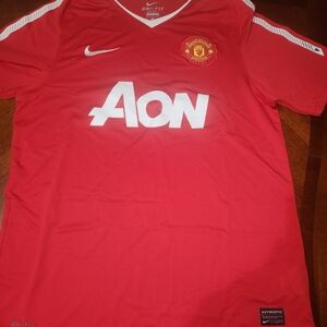 Nike Red Manchester United Soccer Jersey with White Accents Size Medium